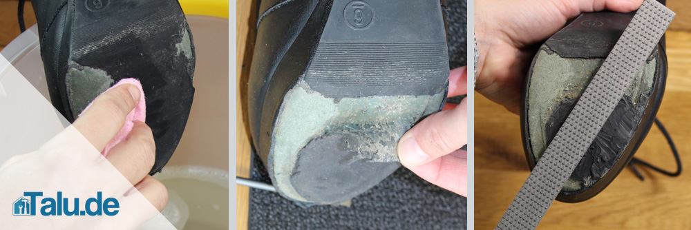 Schuhsohle kleben