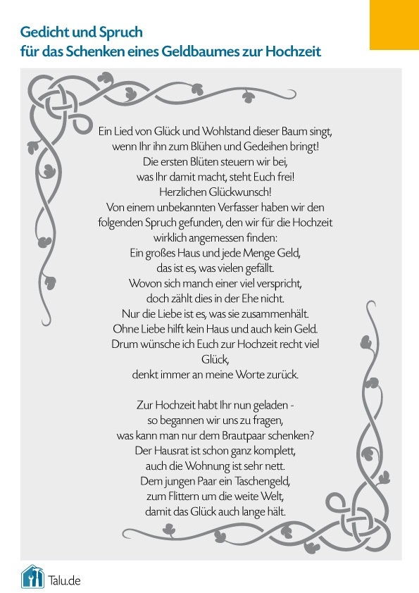 Zur geldgeschenk sprüche hochzeit Spruch Für