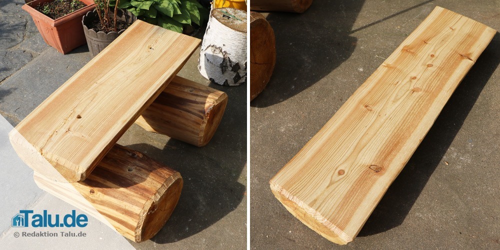 Einzelteile einer Gartenbank aus Holz
