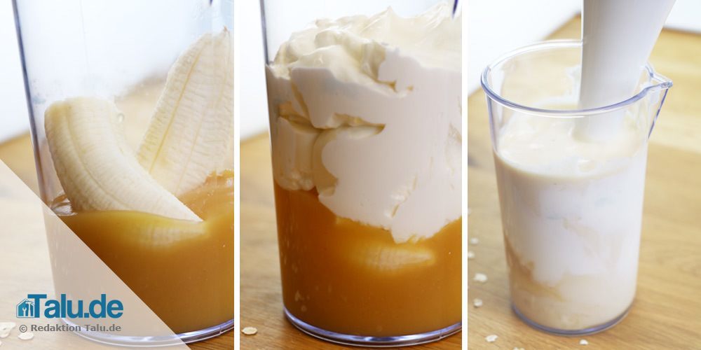 Banane. Apfelmus und Quark zusammen pürieren