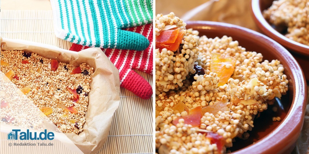 Fertige Müsliriegel mit Quinoa Pops