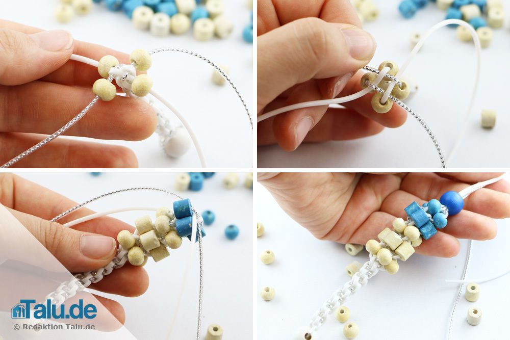 Scoubidou-Armband mit Perlen