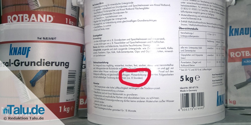 Tiefengrund Herstellerangaben