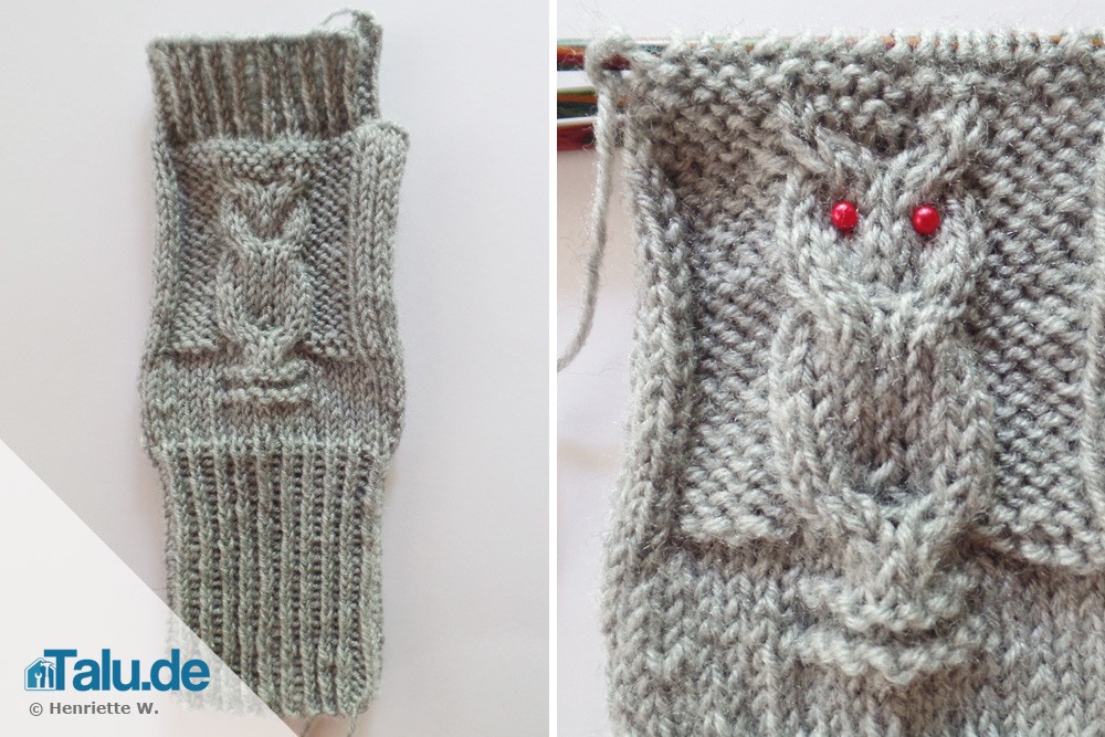 Armstulpen Stricken Einfache Diy Anleitung Fur Eulenmuster Talu De