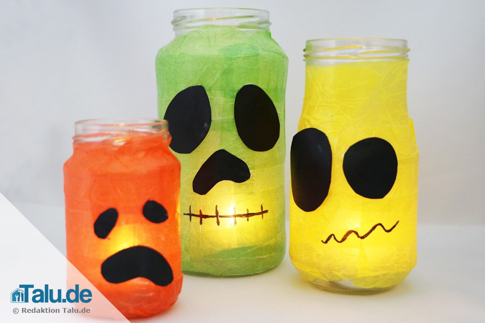 Teelichthalter für Halloween basteln