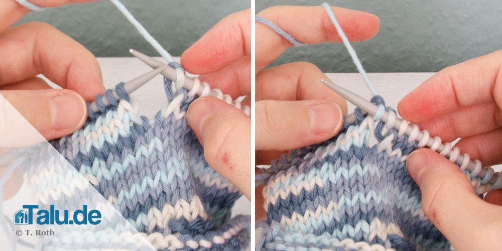 Senkrechtes Knopfloch stricken