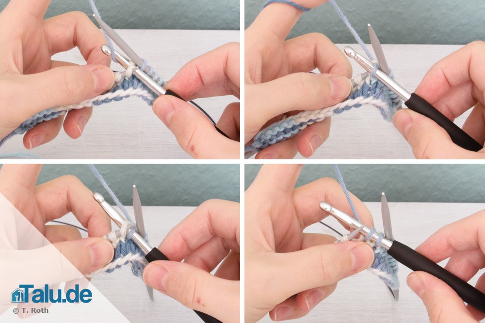 Waagerechtes Knopfloch stricken