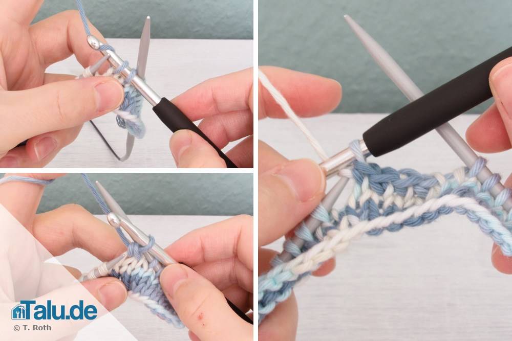 Waagerechtes Knopfloch stricken