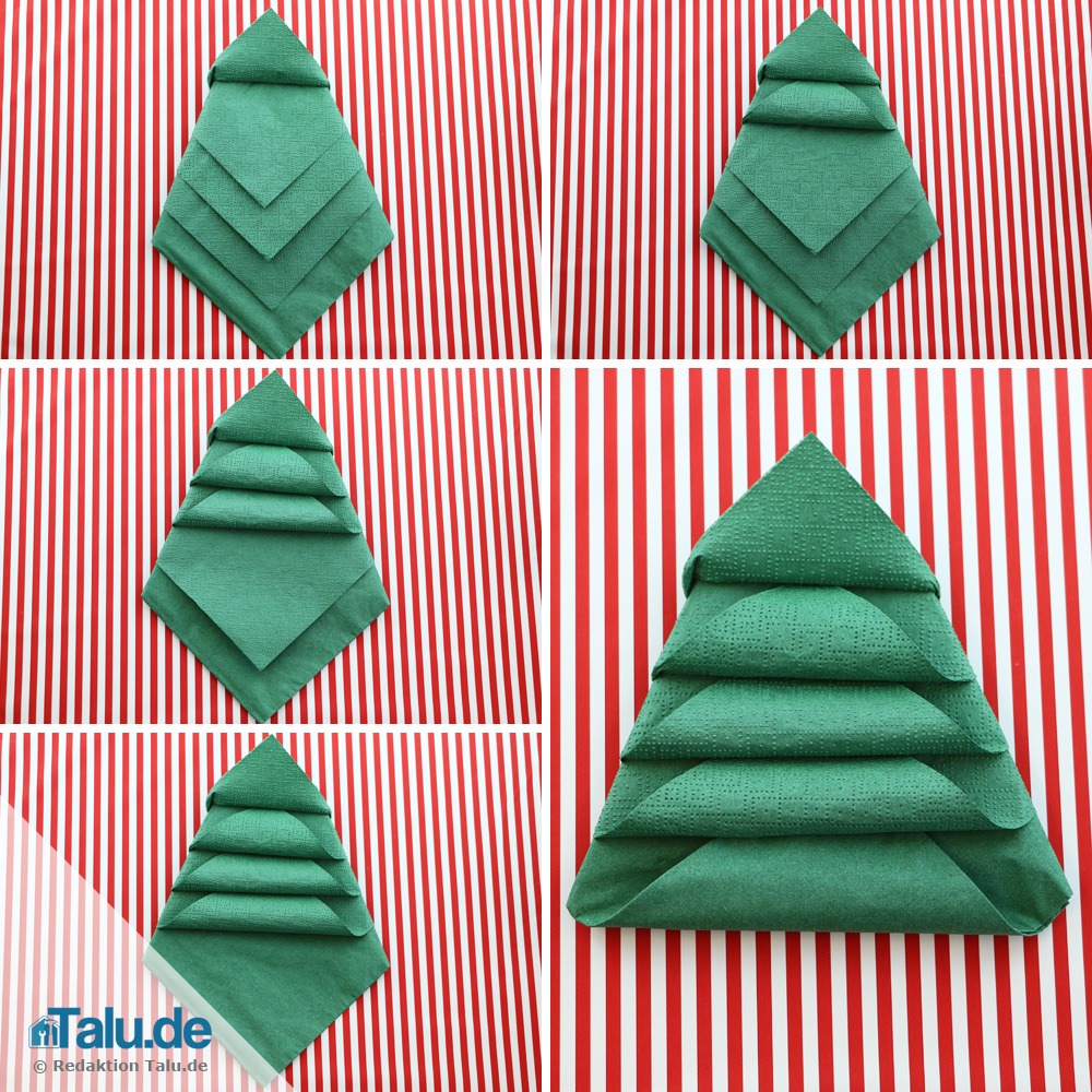 Serviette falten: Tannenbaum