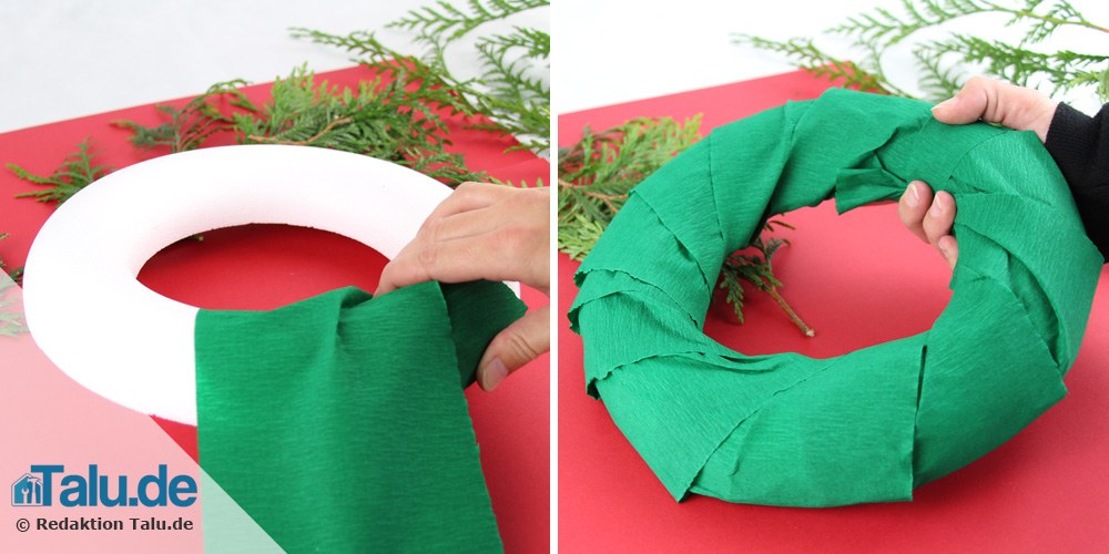 Adventsgesteck Krepppapier