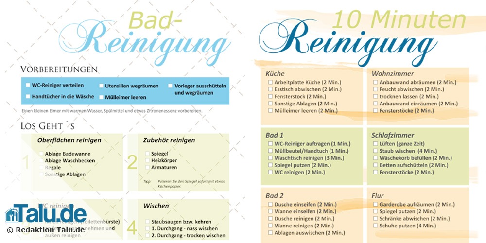 Haushaltsplan Zum Putzen Kostenlose Vorlagen Checkliste Talu De