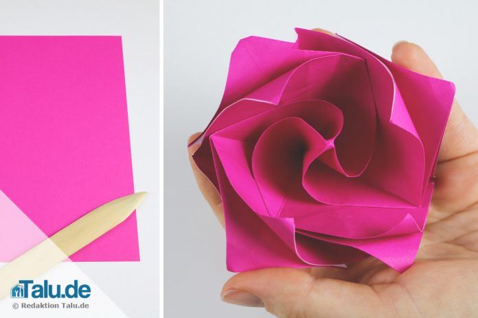 Origami Rose Aus Papier Falten Diy Anleitung Talude