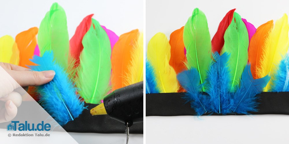 Kopfschmuck mit Federn verzieren