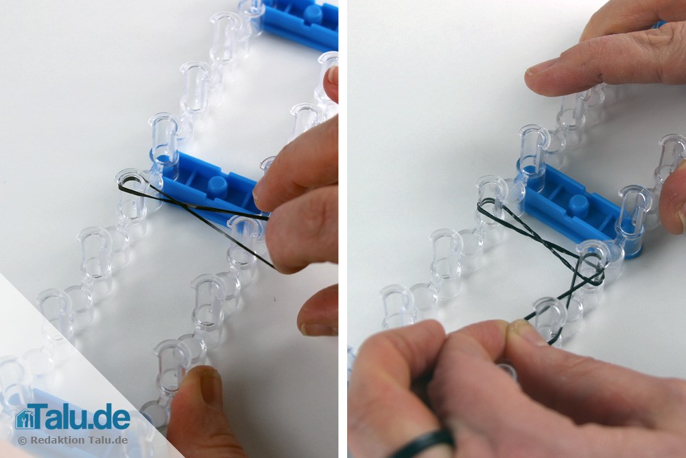 Loom Band auf Webrahmen spannen