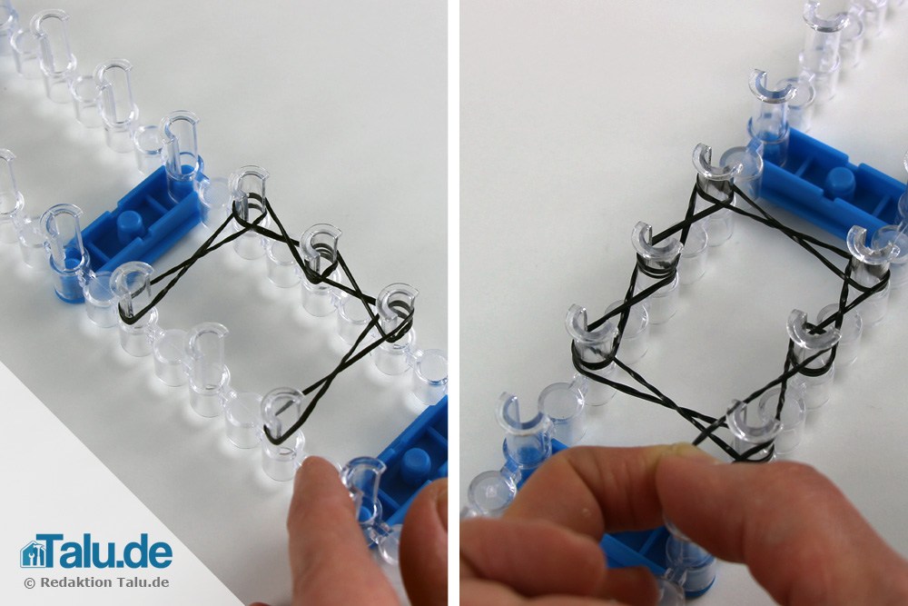 Weitere Loom Bandz auf Webrahmen spannen