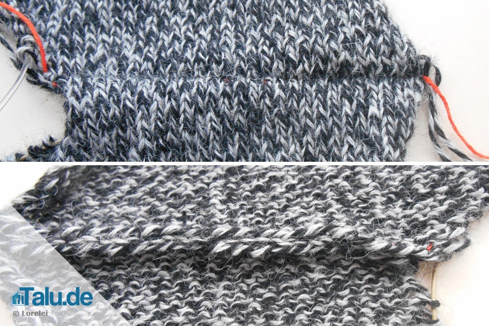 Zwei Strickteile mit Maschenstich verbinden