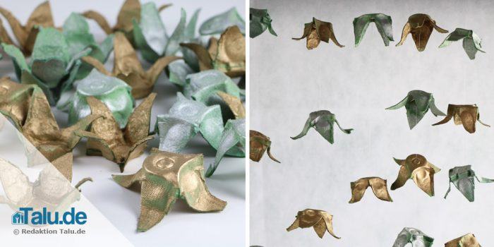 Flower mobile from egg boxes