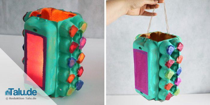 Lantern made from egg boxes