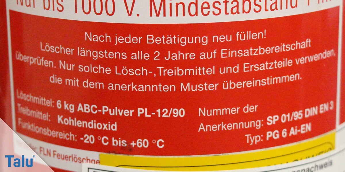 Hinweis auf Feuerlöscher