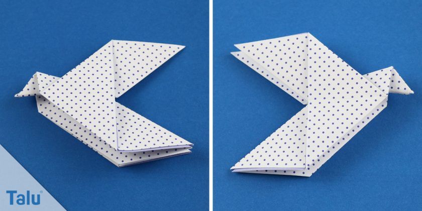 Origami Friedenstaube basteln Taube falten Anleitung + Vorlage Talu.de