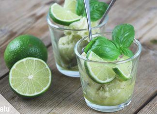 Basilikum Limetten Sorbet