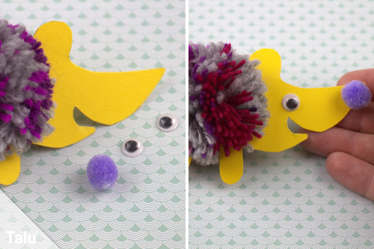 dem Igel Augen und Nase verleihen