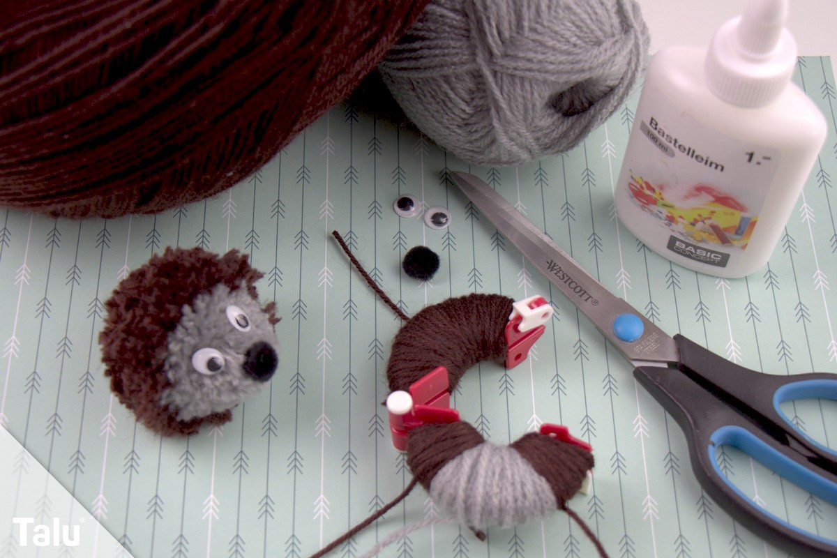 Materialien für Pompom-Igel Variante 2