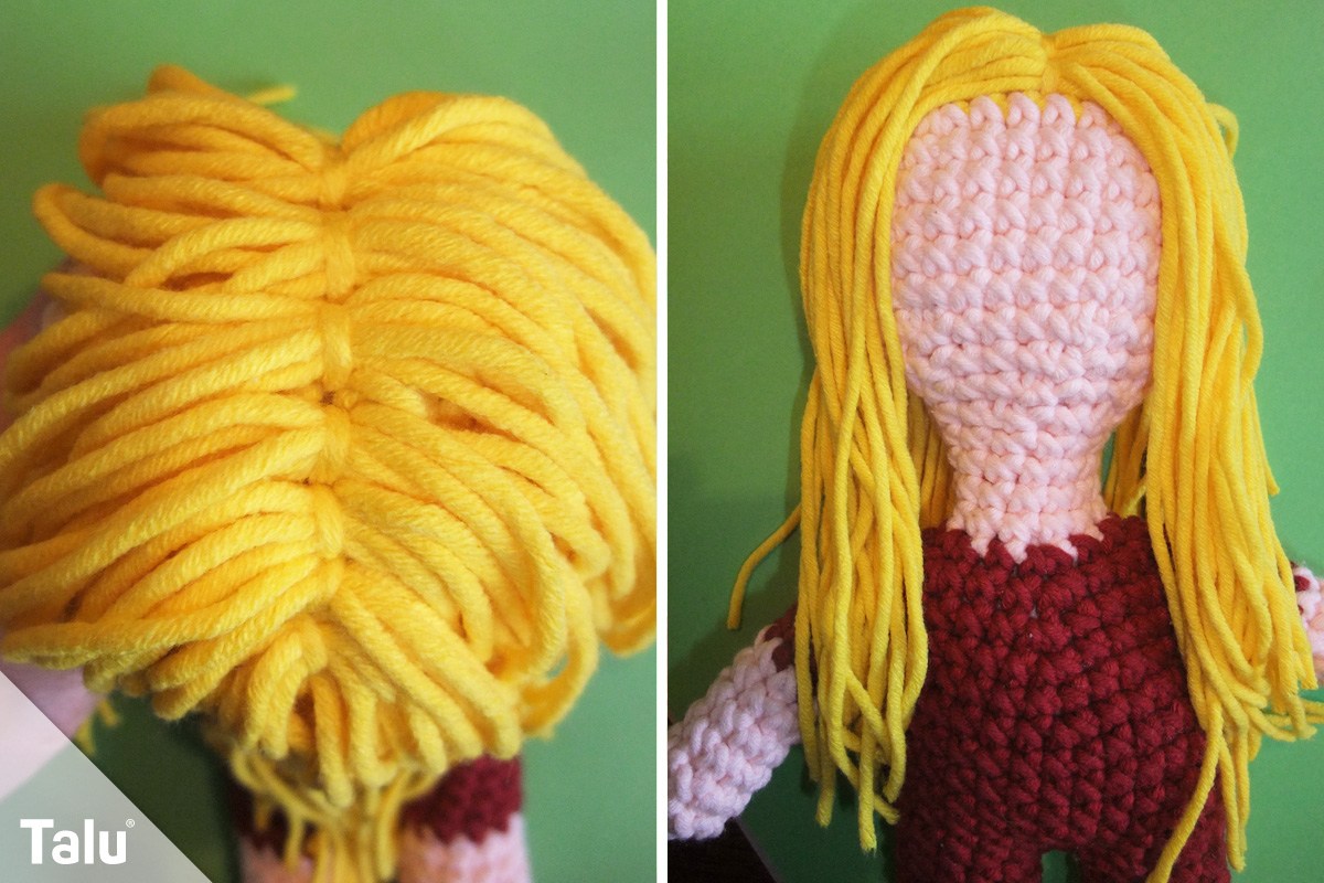 Häkelpuppe mit Haaren