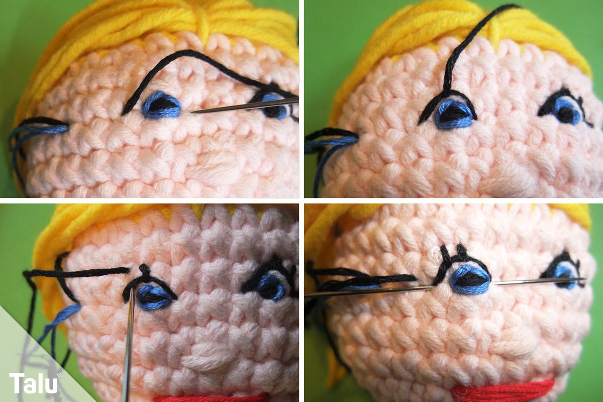 Puppe mit Haaren häkeln