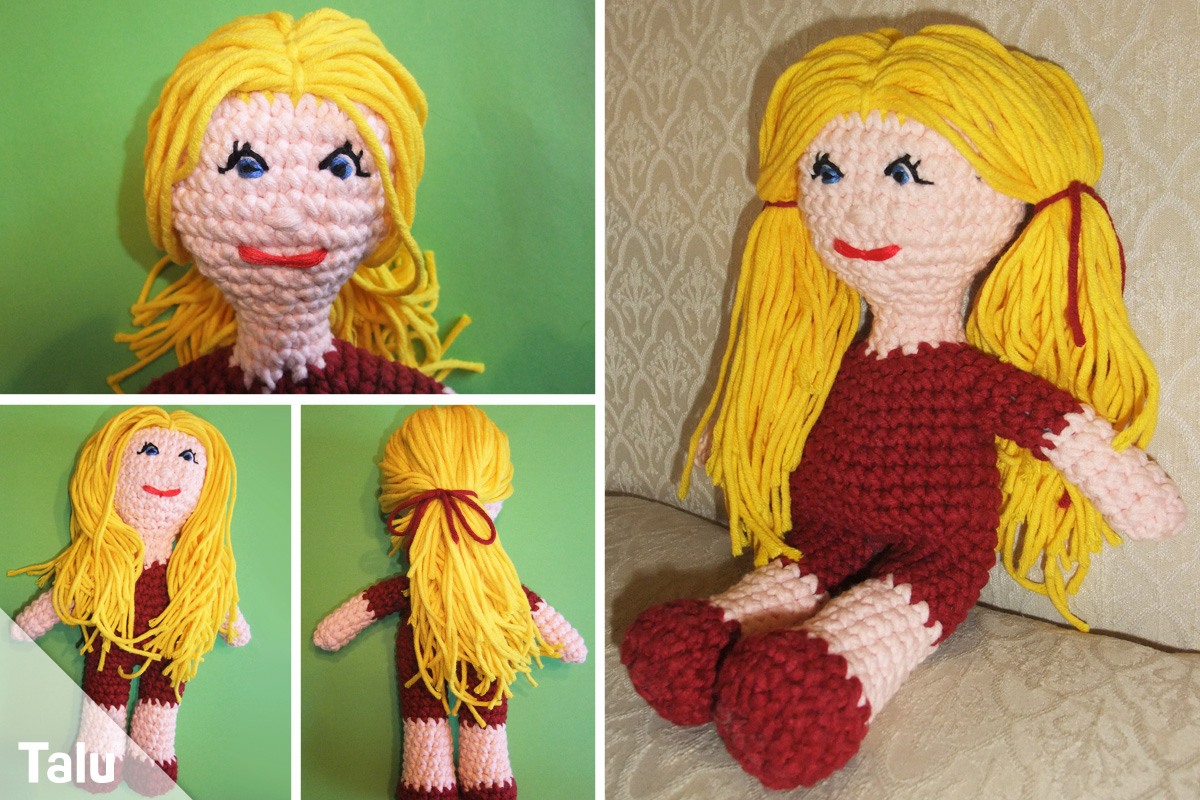 Puppe häkeln mit Haaren