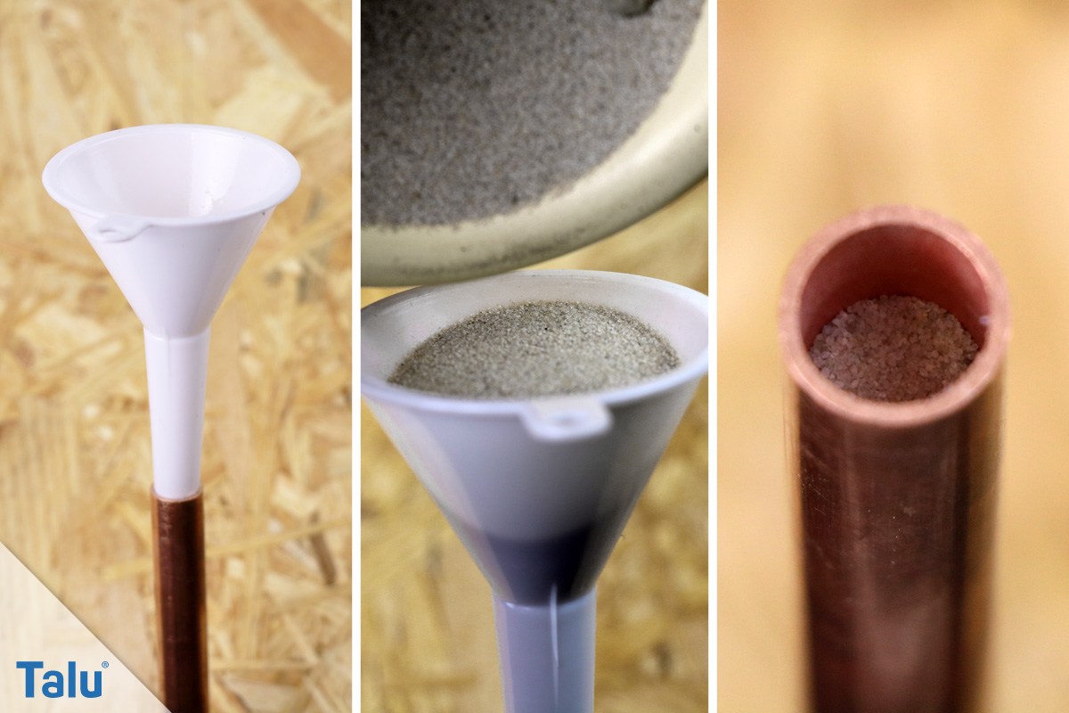 Kupferrohr mit Sand befüllen