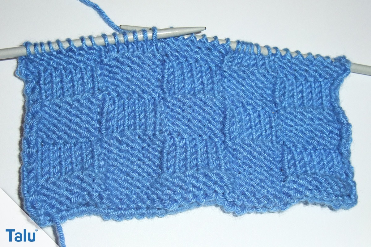 einfarbiges Schachbrettmuster stricken