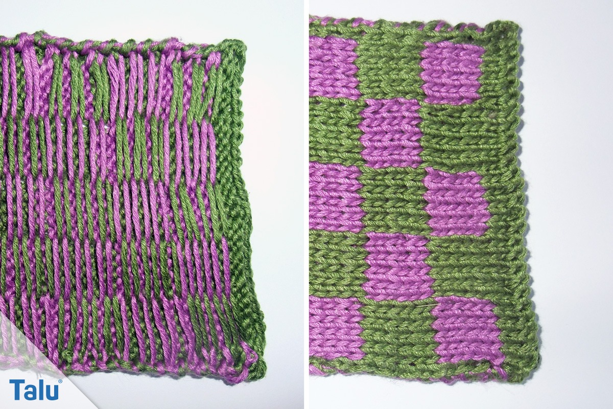 Schachbrettmuster stricken