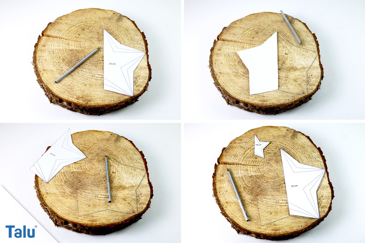 Holzstern anzeichnen