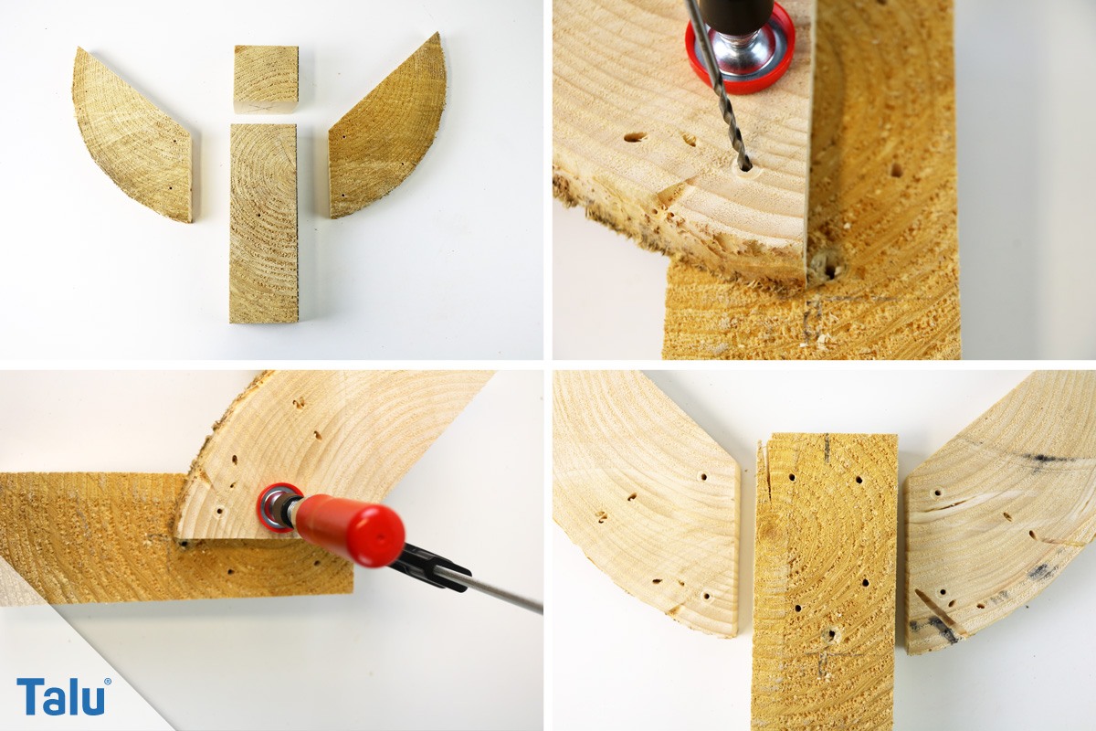 Engel aus Holz bohren