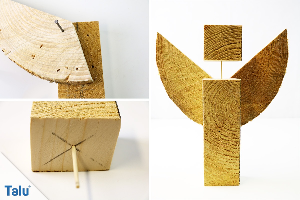 Engel aus Holz Scheibe gebaut