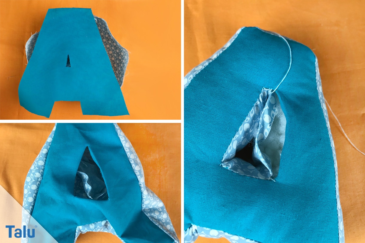 Buchstabenkissen füllen und vernähen