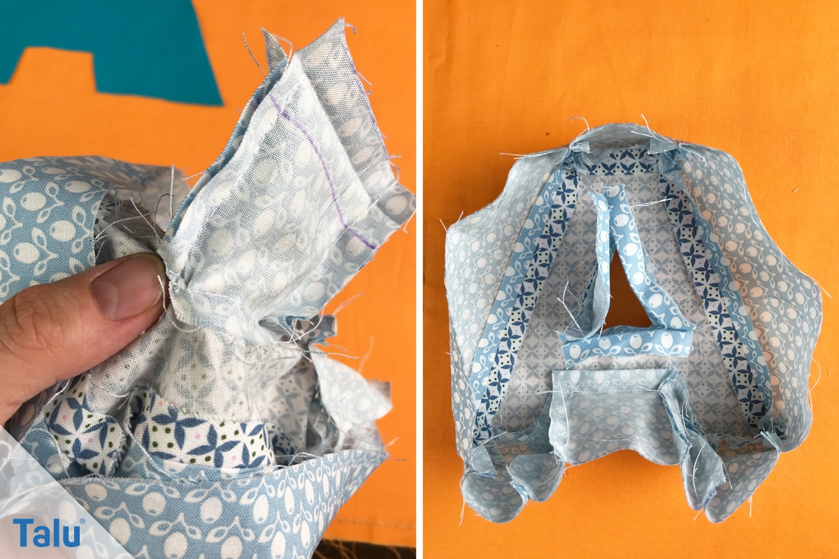 Buchstabenkissen nähen, Zusammennähen aller Stoffteile