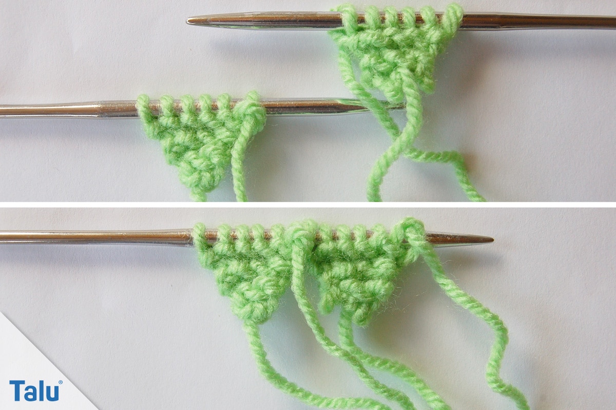 Herz stricken, beide Teile verbinden