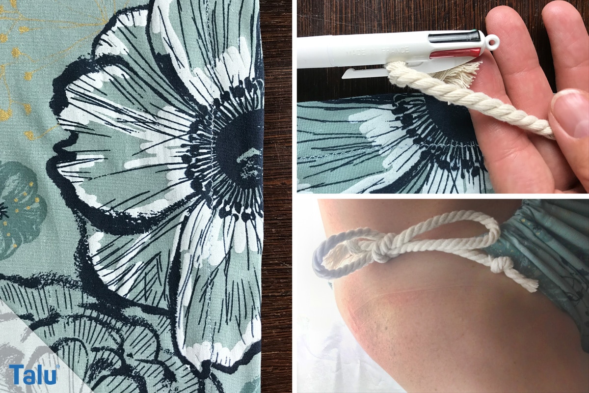 zweites Maxikleid nähen, Kordel einfädeln
