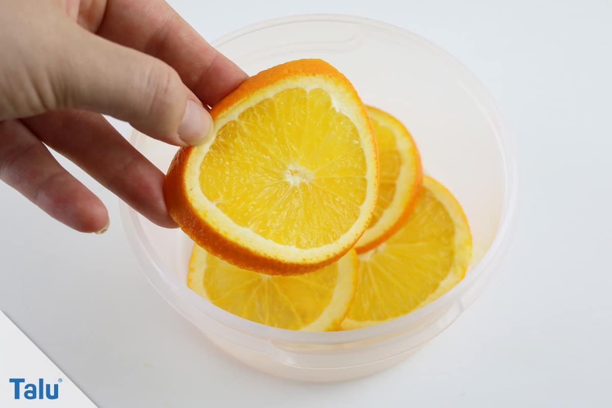 Orangenscheiben lagern