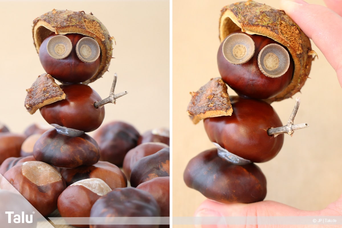 Herbstdeko mit Kastanien basteln, Ritter-Männchen, fertiges Ritter-Männchen