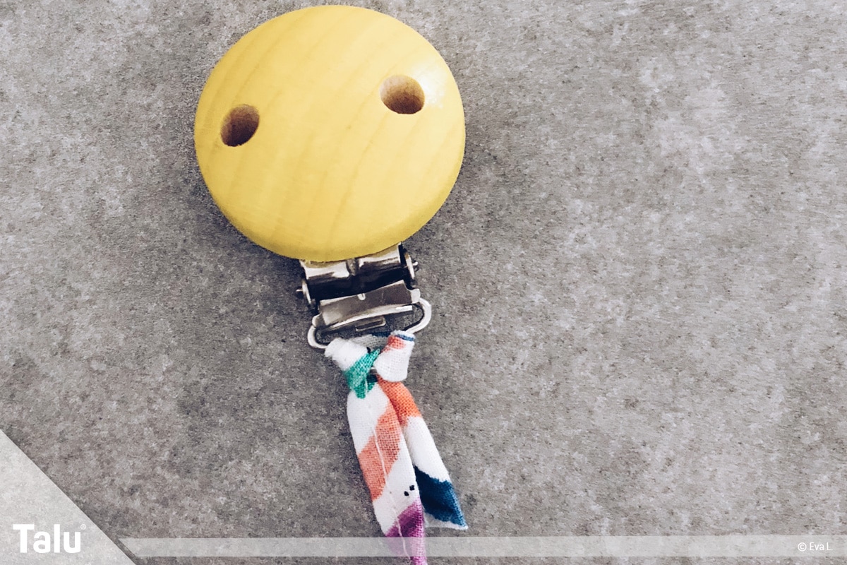 Schnullerkette mit Namen nähen, Schnullerkettenclip
