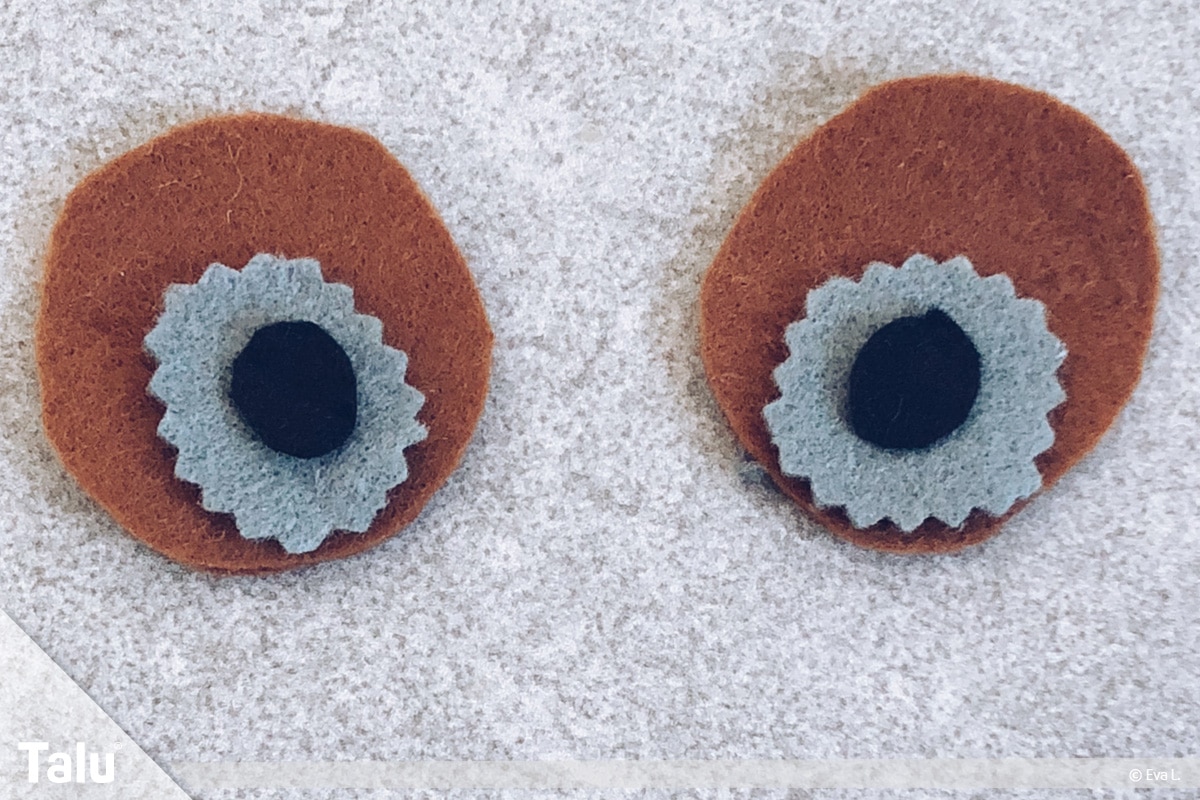 Adventskalender für Kinder, Eulen-Augen aus Filz