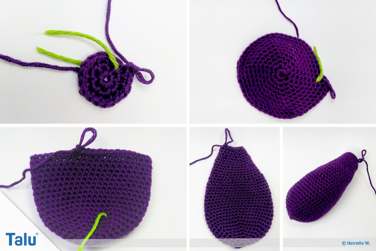 Gemüse häkeln, Aubergine häkeln