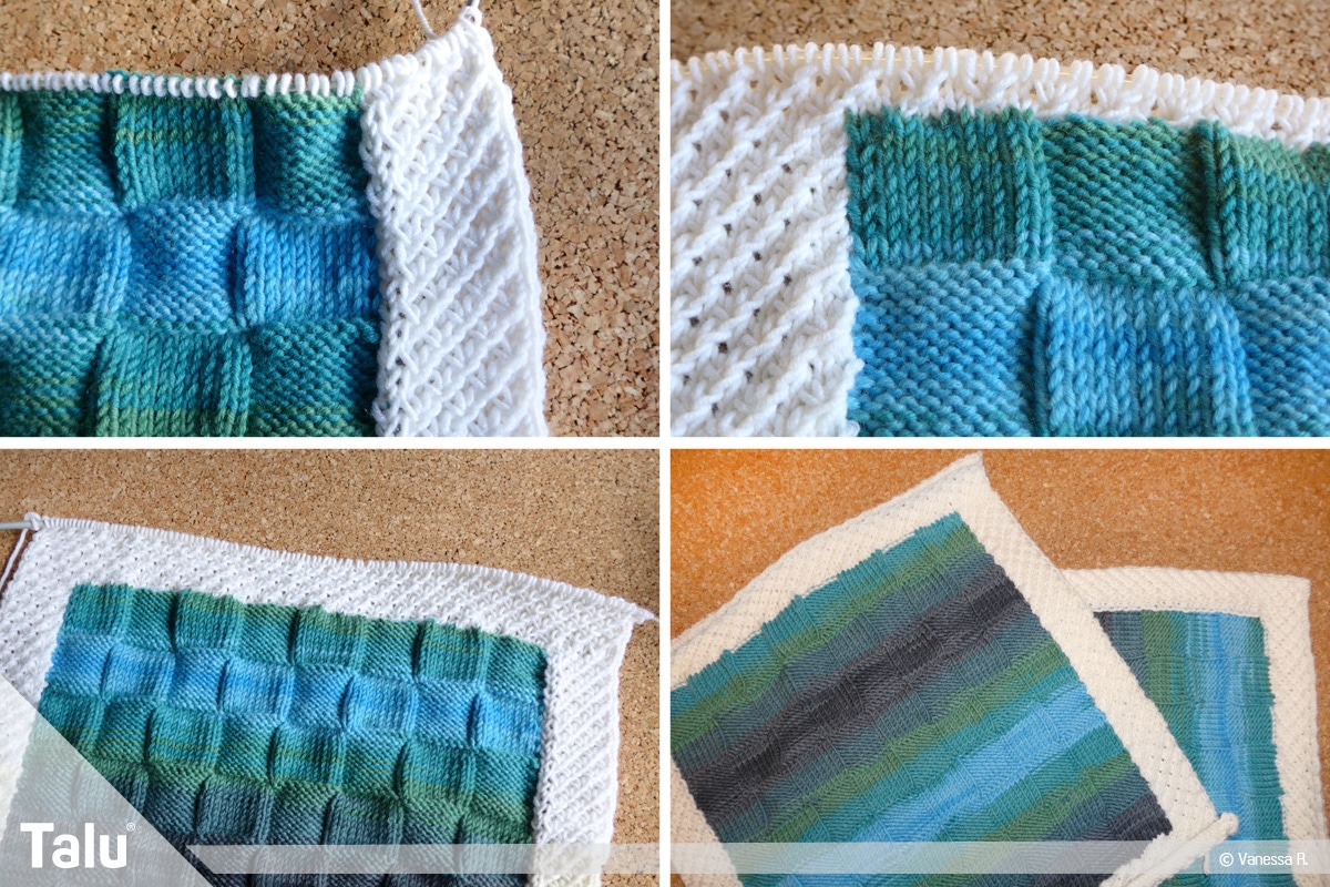 Kissenhülle stricken, Kissenvorder- und Rückseite