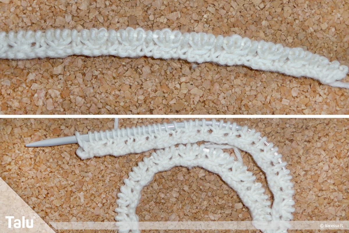 Kissenhülle stricken, Sternchenmuster beginnen