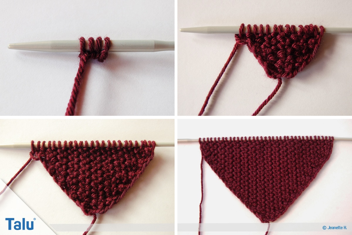 Kinderschal stricken, kostenlose Anleitung, Schräge stricken