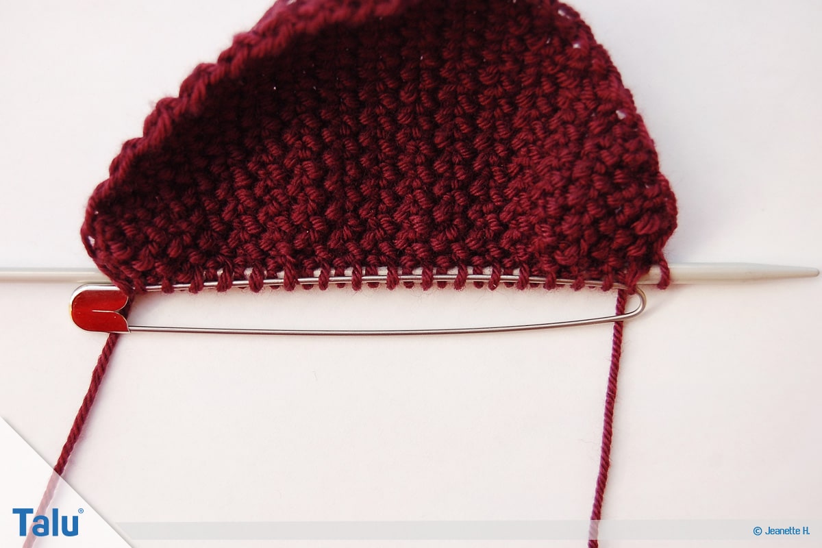 Kinderschal stricken, kostenlose Anleitung, Maschen teilen