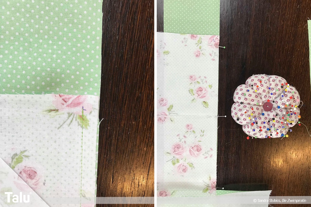 Tischdecke nähen mit Rand, Stoffe zusammennähen